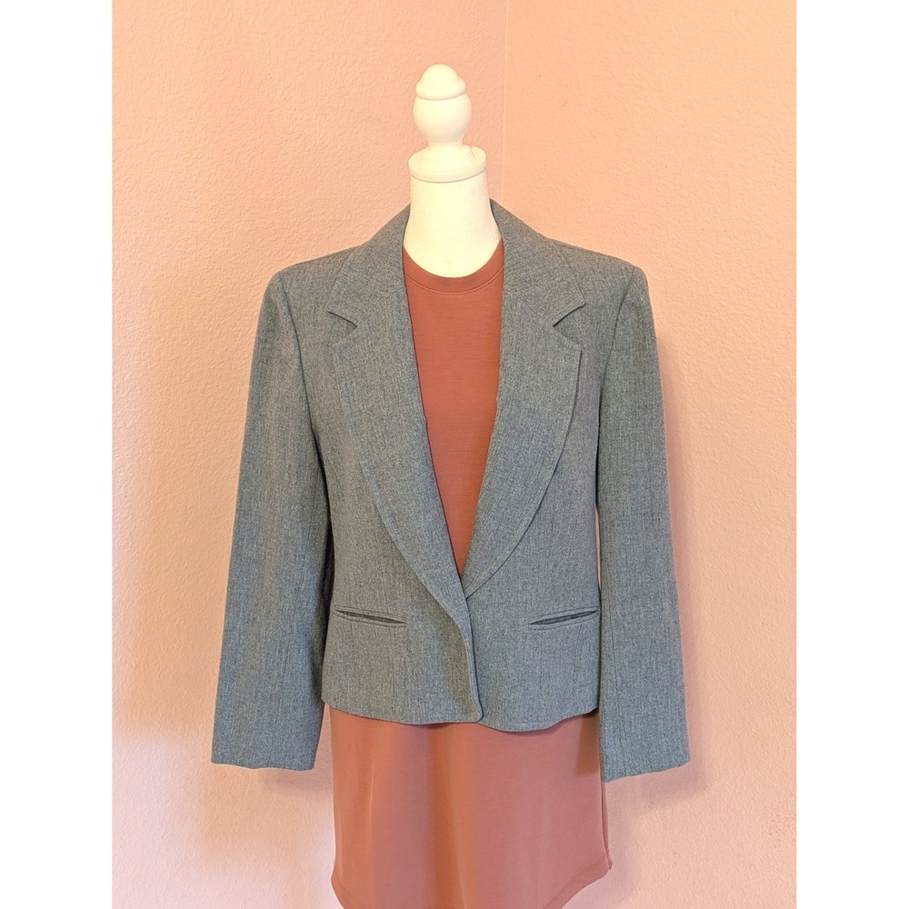 Vintage Pendleton Blue Gray 100% Virgin Wool Jacket Size 6 Made USA